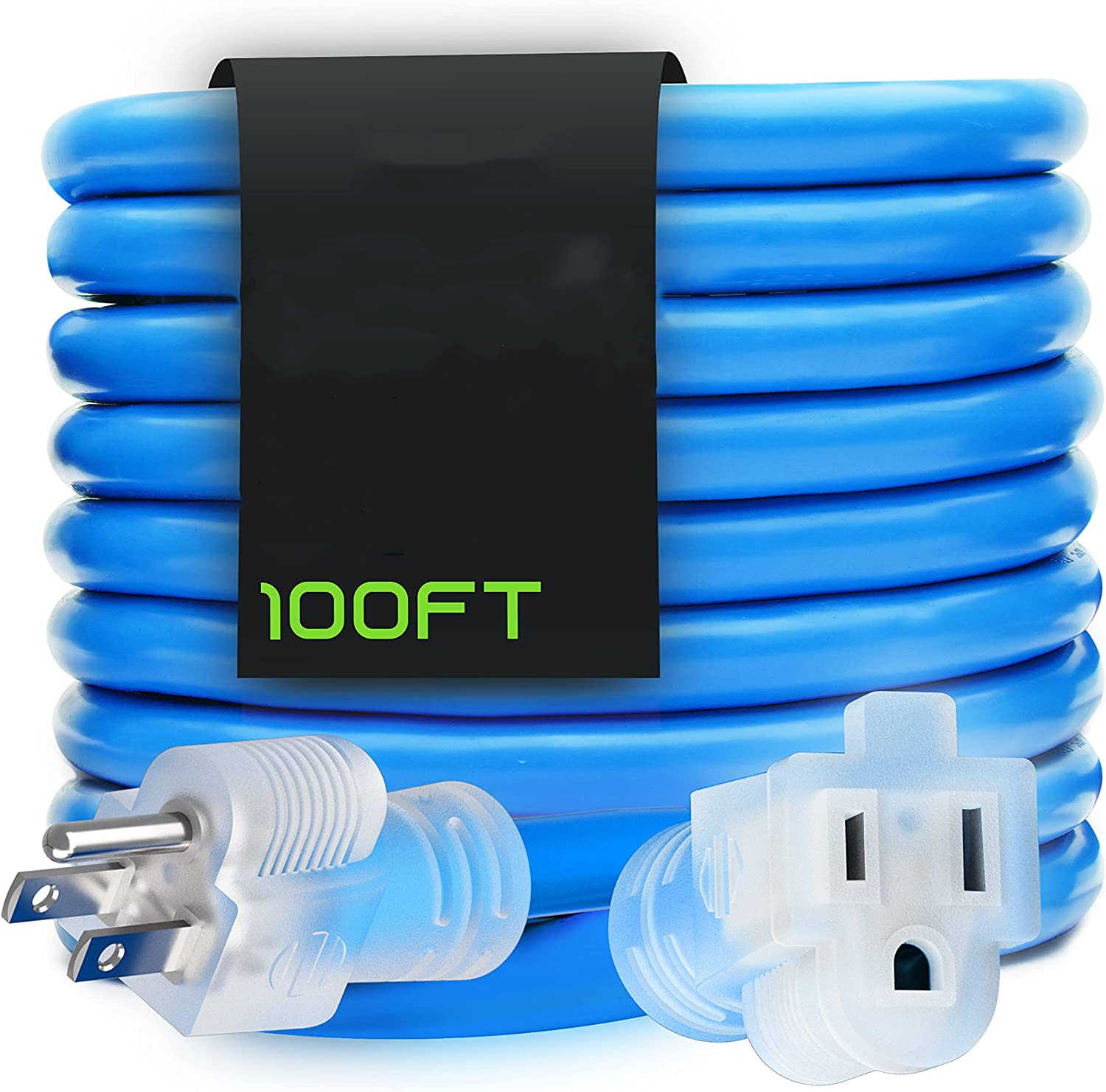 三芯美规电源延长线 美规透明带灯插头14AWG公母对接插头