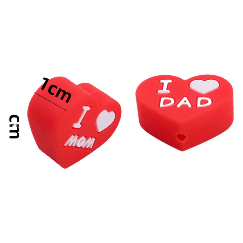 Bebé suministros DIY doble cara papá mamá amor cuentas bebé molar pulsera pezón cadena anti-gota cadena Accesorios