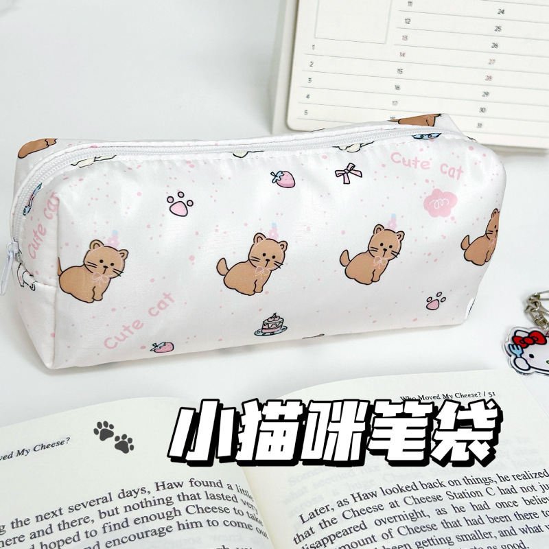 雪の子猫漫画ラウンド鉛筆バッグインかわいい大容量高価値文具学生イン収納メイクアップ卸売|undefined