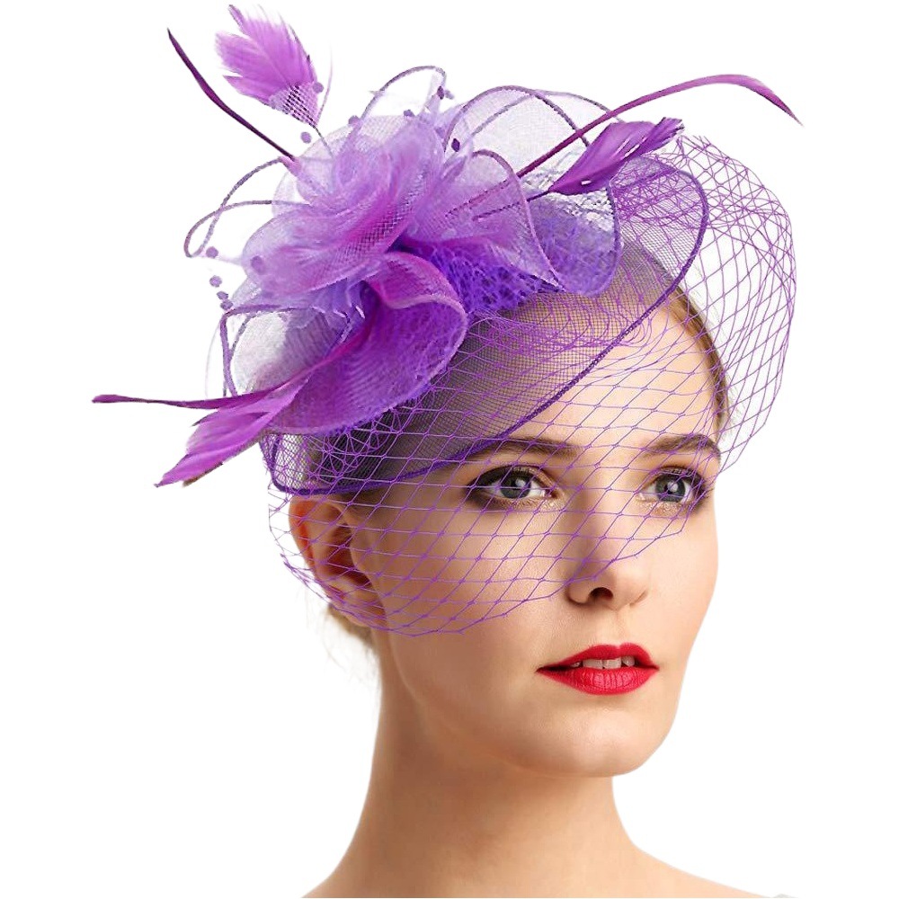 Color Mesh Headwear European and American Retro Feather Bride Top Hat Tea Party Party Party Dinner Hair Accessories Hair Hoop