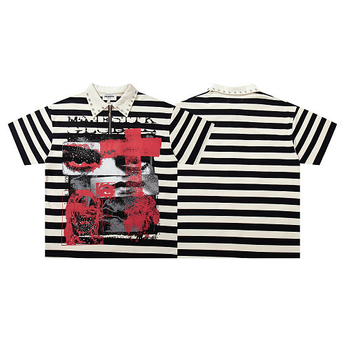 MAJESTIK American high street fashion brand washed, distressed, frayed, diamond-embellished casual loose unisex short-sleeve T-shirt MAJESTIK American high street fashion brand washed, distressed, frayed, diamond-embellished casual loose unisex short-sleeve T-shirt