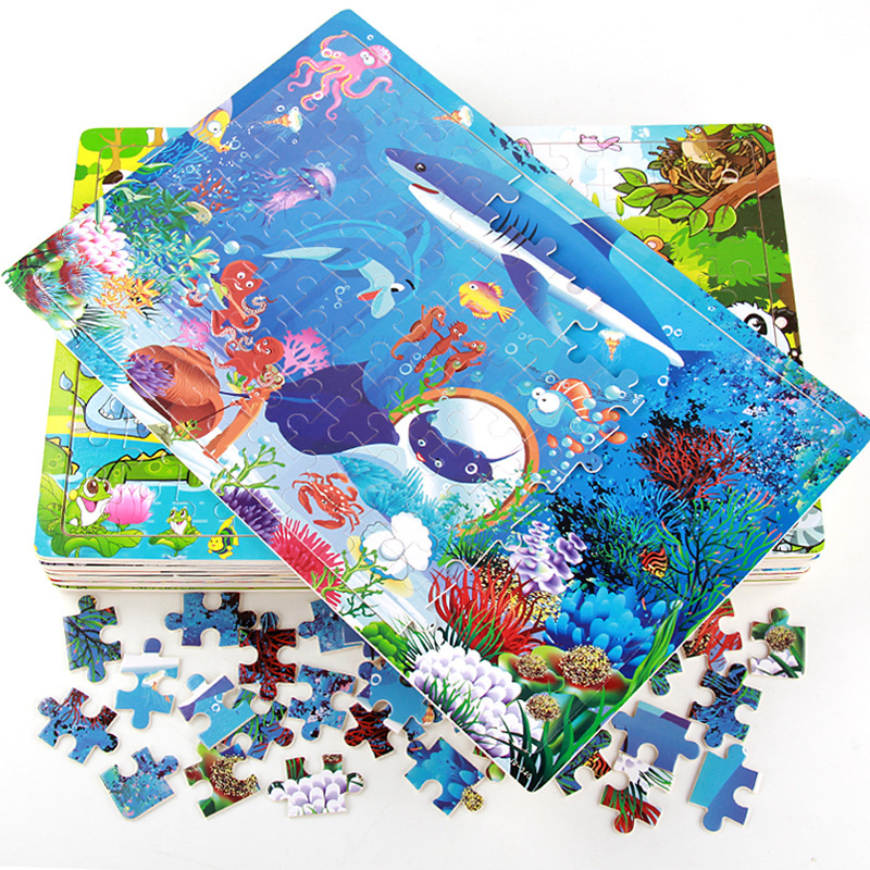Children's 100 Piece Jigsaw Puzzle Digital Edition Early Education Beneficial Intelligence Development Brain-moving Kindergarten Boys and Girls Jigsaw Puzzle Toys