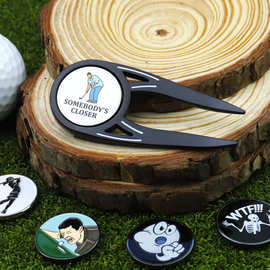 现货高尔夫用品果岭叉金属多功能开瓶器球叉磁吸球标marker马克