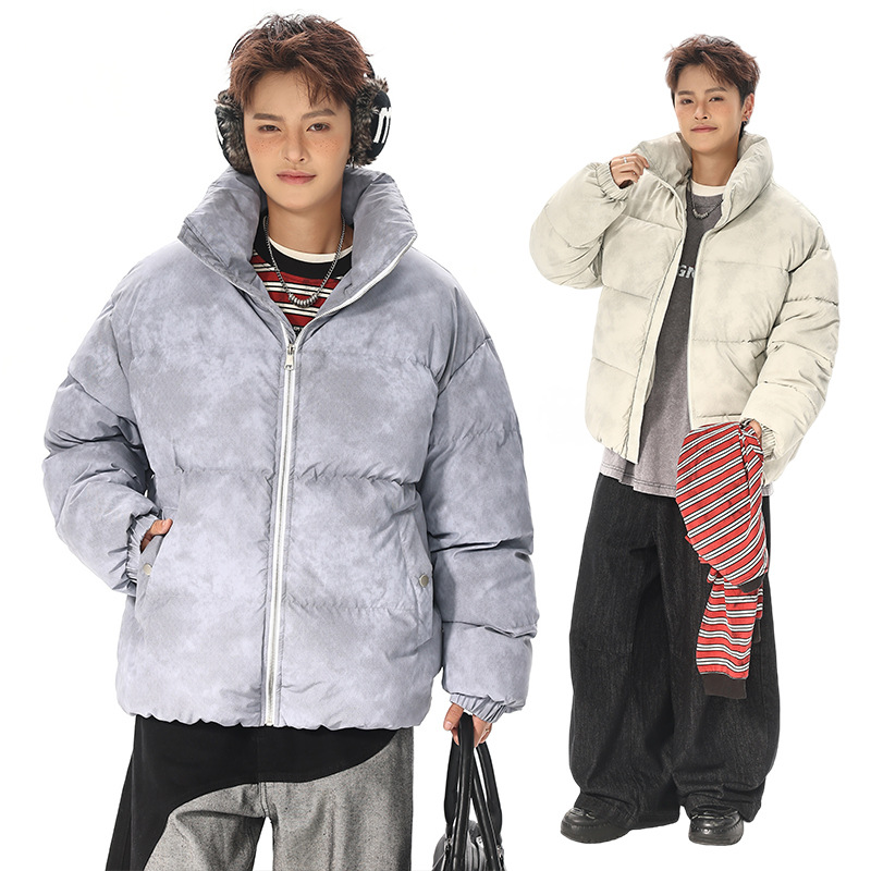 Doudoune en cuir pu unisexe avec col montant style oversize_voghion.com
