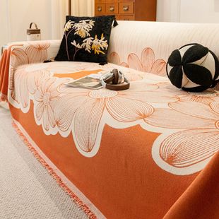 Sofa Cover Full Cover 2024 New Chenille Four-Season Universal Simple Non-Slip Straight Row Cushion Three Seats and One Chaise Longue
