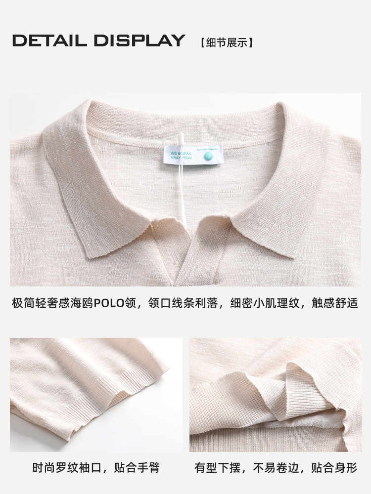 Europa y los Estados Unidos transfronterizos hombres V-collar polo de punto de manga corta verano de negocios casual alta sensación de hombre al por mayor
