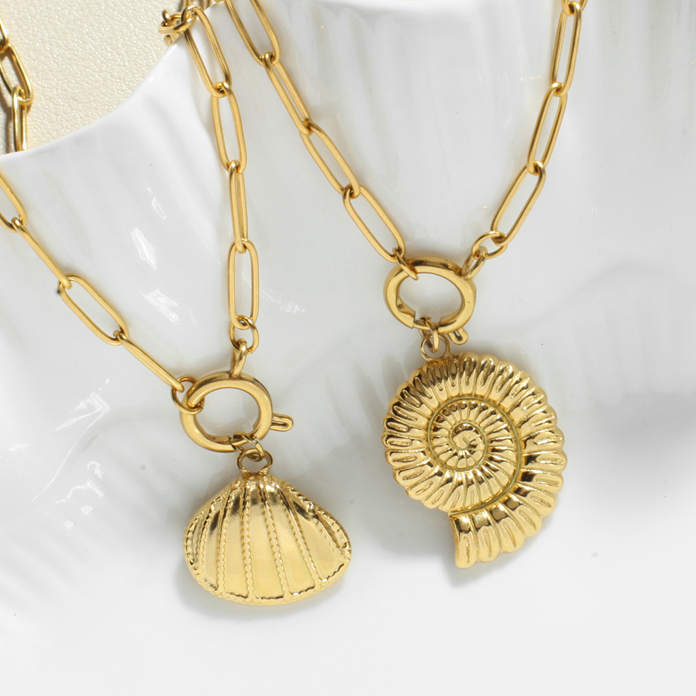 Starfish Conch Dolphin Vintage Style Marine Style 304 Stainless Steel 18K Gold Plated Pendant Necklace Lobster Trigger Clasp Closure display picture 3