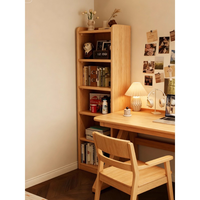 Estante de madera sólida estante de piso estante de alquiler casero armario de almacenamiento integrado contra la pared librería esquina simple gabinete de almacenamiento