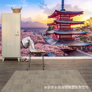 日本风景壁画富士山背景墙纸日式居酒屋日本料理寿司餐馆壁纸壁墙