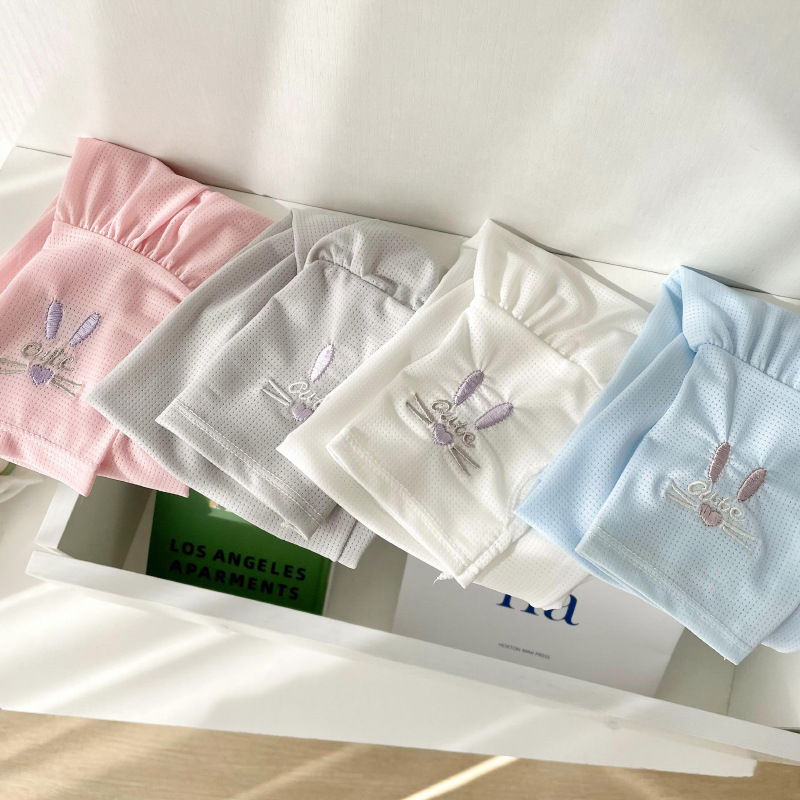 Nuevo estilo coreano versátil bordado color sólido manga suelta de hielo verano de las mujeres al aire libre brazo de conducción protección solar protección seda de hielo oversleeve