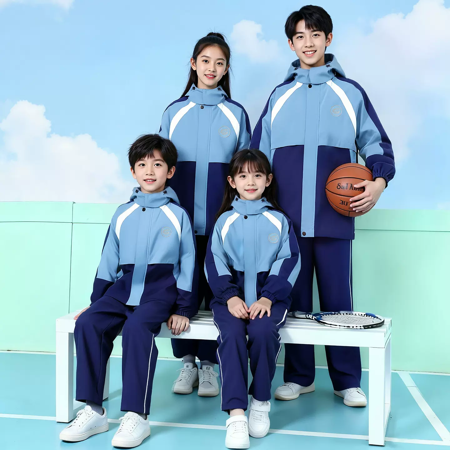 江西省统一赣州中小学生校服套装幼儿园园服班服儿童三合一冲锋衣