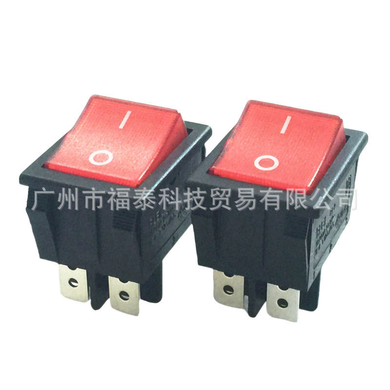 供应RLEIL牌子RL2-321船型开关红灯4脚 KCD4 跷板开关带灯银触点