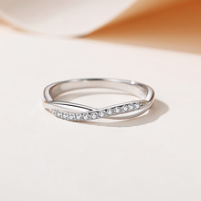 歐美時尚流行新款s925純銀戒指女精工線條手指環鑲鑽簡約首飾品