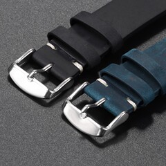 熱銷瘋馬頭層牛皮錶帶油蠟復古錶帶華為通用手錶帶 18/20/22/24mm