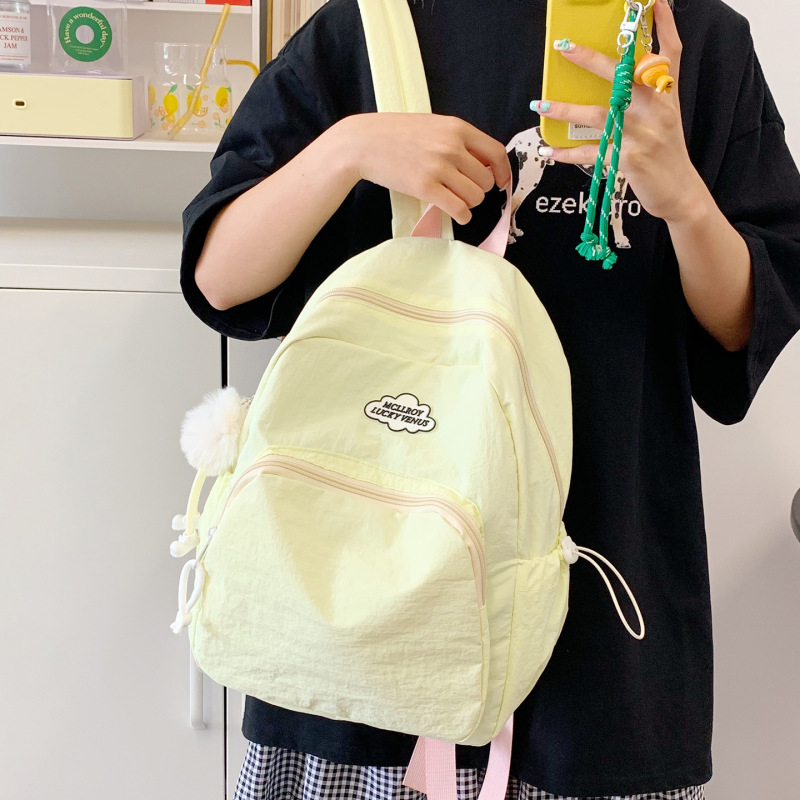 纯色ins休闲韩版少女书包简约大学生出游高颜值百搭双肩包学生包|undefined