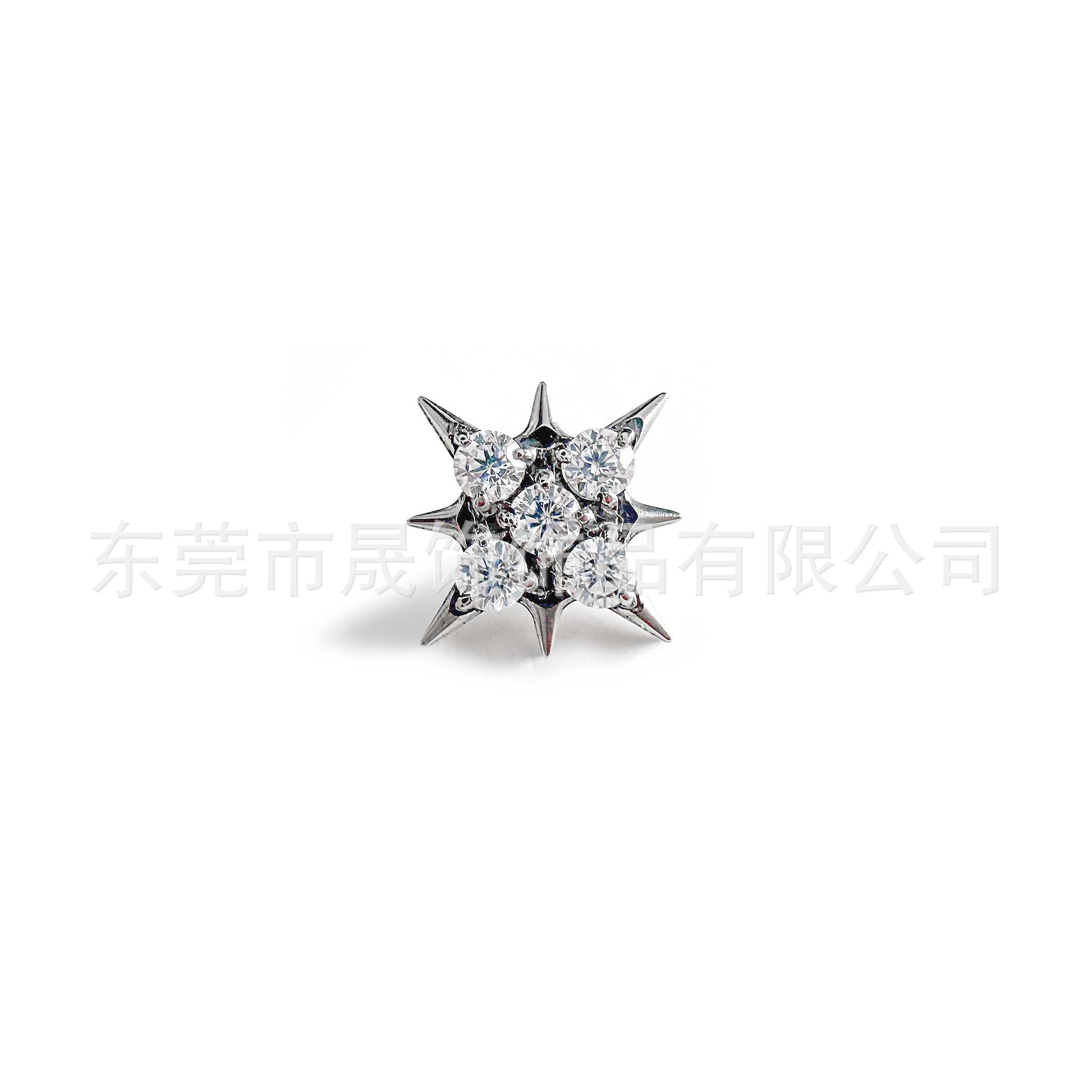 F136 Titanium 八芒 Star Ear Stud Studded Cubic Zirconia Labret Stud G23 Implant Grade Titanium 人体 Piercing Jewelry Accessories 头