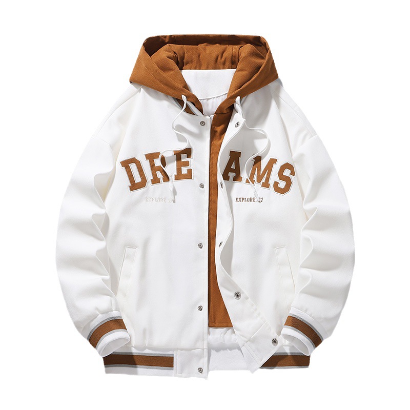 Giacca finta in due pezzi, autunno e inverno, marchio di moda INS, cappotto con cappuccio, maglia da baseball da uomo_voghion.com