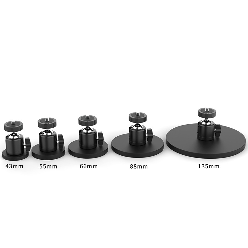 Fotografía Coche atracción magnética 1/4 cardán recubrido de pegamento Base de cardán magnético fuerte D43/66/88mm trípode cardán de bola