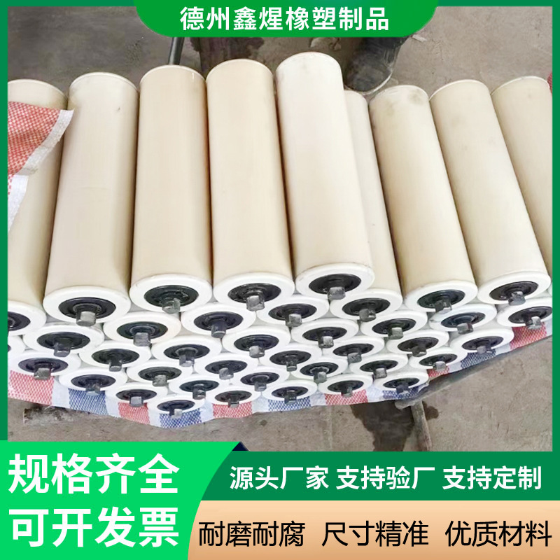 无动力包胶滚筒尼龙托辊传送轮齿轮输送带传动轴承座适用双轴承