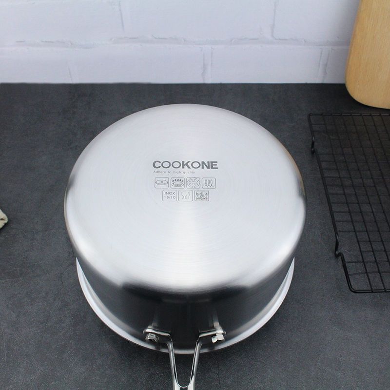 COOKONE18 / 10 acero inoxidable estilo alemán de acero grueso de cinco capas de leche de leche caliente para fideos hervidos de un solo mango sin recoger la estufa