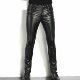 New Cross-border Spring and Autumn Leather Pants AliExpress Foreign Trade Black Leather Pants Tight Stretch Biker Leather Pants Men's Skinny Pants