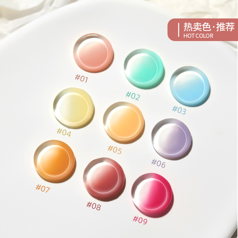 Xiaoying tienda de uñas gradiente de verano rubor sin lavado pintado Pat pegamento popular todo-fósforo semisólido arte de uñas precio al por mayor