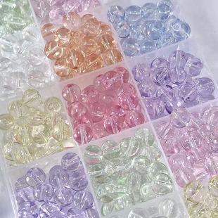 Factory direct supply of transparent glass beads, ice-transparent glass loose beads, DIY handmade bracelet necklace materials wholesale
