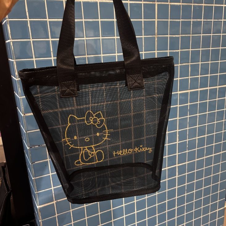 新しい黒ハンドバッグ KT 猫通気性メッシュ収納袋大容量化粧品バッグトイレタリーバッグ防水ハンドバッグ|undefined