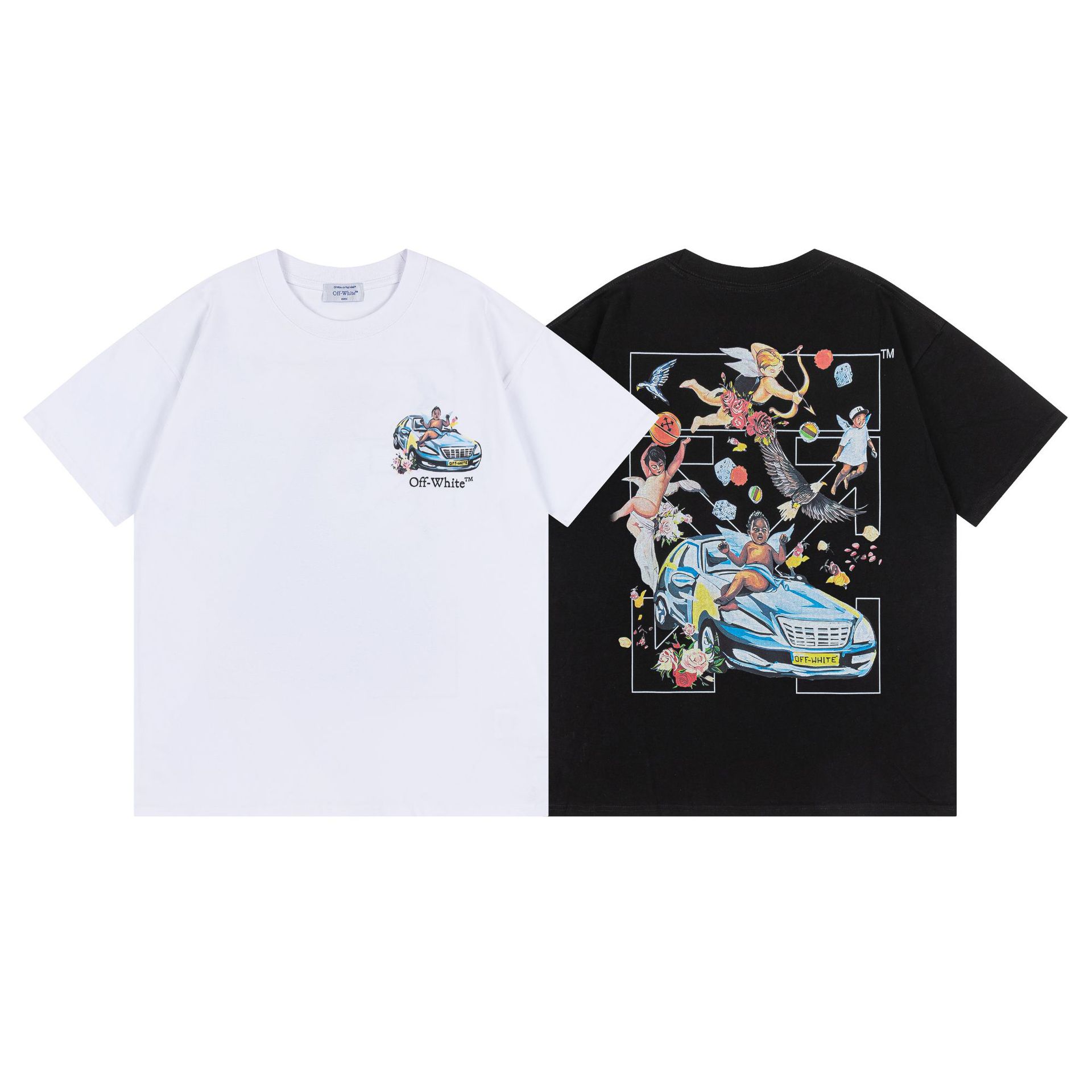 Camiseta de Algodón de Manga Corta con Estampado de Flecha, Corte Holgado | Diseño Transpirable