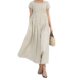 Foreign trade cross-border Europe and the United States new cotton and linen long skirt swing sunskirt short collar elegant casual long dress