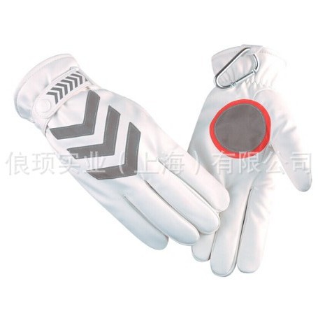 加厚加绒秋冬季棉礼仪工作指挥反光PU皮公路执勤透气手套