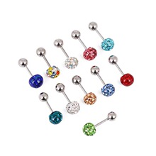 跨境电商爆款香巴拉包膜满钻球耳钉耳骨钉5mm单头钻球穿刺饰品