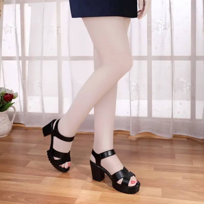 Summer universal sandals heels platform with velcro