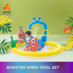 JILONG [New] Children's Ocean Inflatable Balloon Monster Sprinkler Clown Slide Circ Water Spray Arch