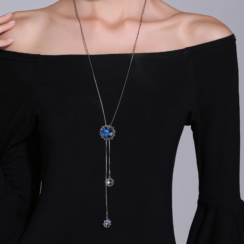 Yh ~ estilo japonés, coreano, europeo y americano exagerado moda colgante suéter largo cadena mujeres Otoño e Invierno collar accesorios decorativos joyería colgante