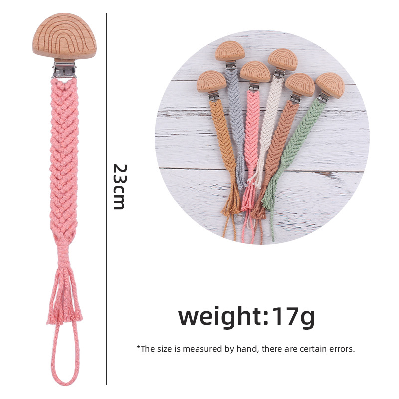 Bebé suministros de dibujos animados haya Arco Iris chupete clip DIY bebé creativo hecho a mano tejido de algodón cuerda chupete cadena