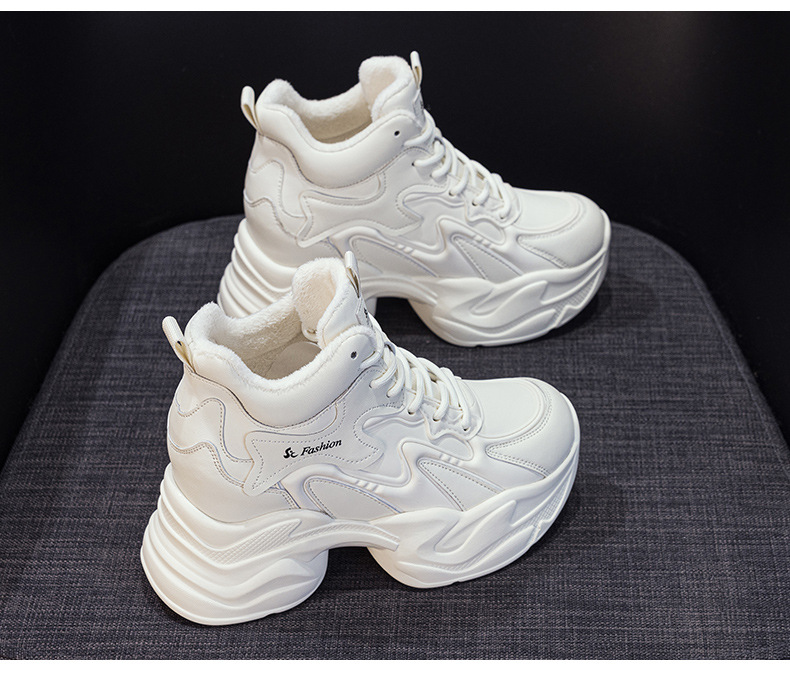 Giày sneaker nữ đế dày tăng chiều cao phong cách thể thao — Đen lót lông 5351-1, Đen lót đơn 5353, Be lót lông 5351-1, Be lót đơn 5351 chi tiết 36