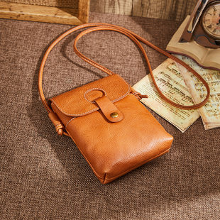 Summer small elegant retro leather one-shoulder bag, small bag, genuine leather