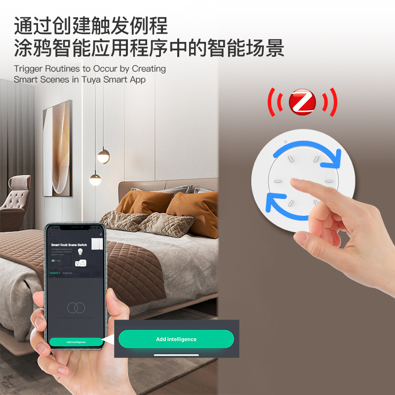 Graffiti ZigBee botón inteligente interruptor de botón de la escena inalámbrico pegatinas gratis escena del hogar inteligente interruptor de atenuación