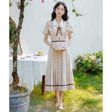 森女甜美部落文艺复古翻领连衣裙女夏季学生少女可爱减龄显瘦裙子