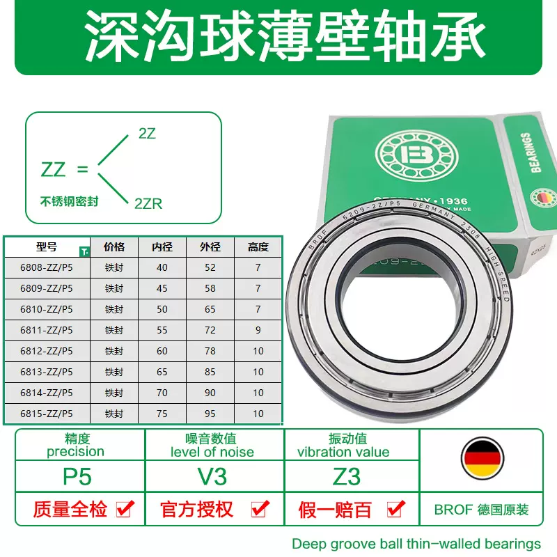 德国进口BROF6808 6809 6810 6811 6812 6813 6814 6815ZZ球轴承