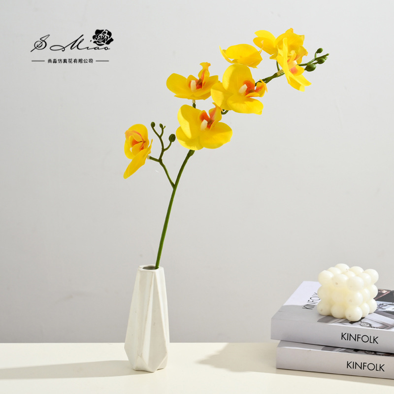 Flores falsas 7 película de flores sensación de orquídea mariposa bonsai flores de alta calidad sala de estar decoración floral decoración de imitación maceta image 11