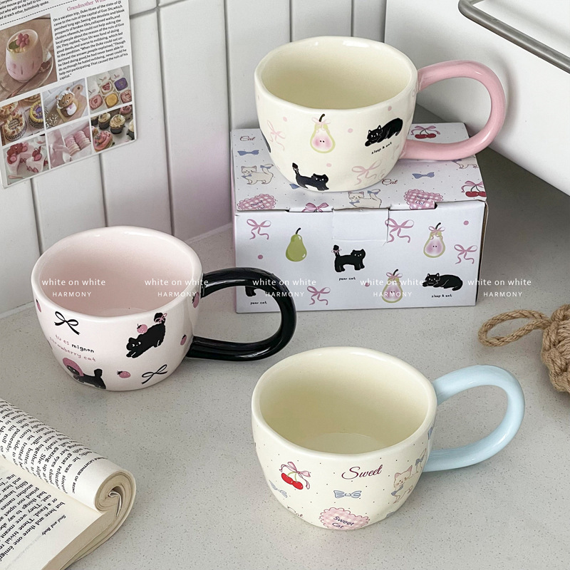 見栄えの良いマグカップ、お土産、絶妙で美しいマグカップ、かわいいミルク朝食カップ、セラミックラテコーヒーカップ|undefined