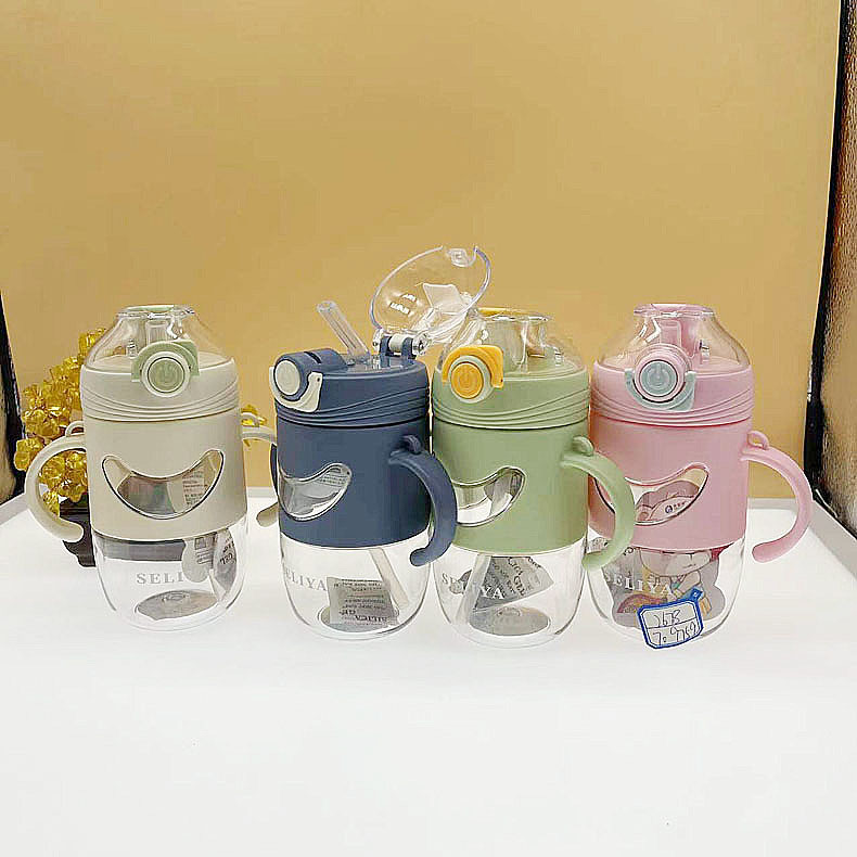 Seliya 2678 niños de paja taza de plástico para beber taza Correa deportes hervidor portátil kindergarten taza de agua