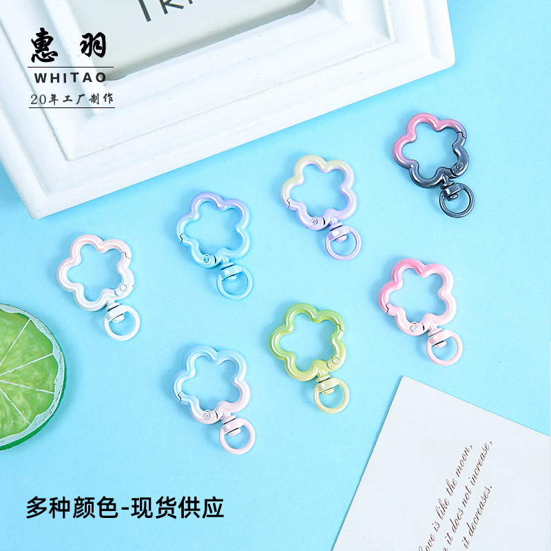 New Gradient Plum Blossom Spring Clasp Open Ring Keychain DIY Materials Accessories Beadwork Accessories Bag Charms Wholesale New Gradient Plum Blossom Spring Clasp Open Ring Keychain DIY Materials Accessories Beadwork Accessories Bag Charms Wholesale
