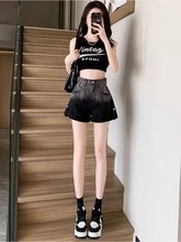 复古蓝美式辣妹高腰牛仔短裤女2025新款夏季a字显瘦不漏屁股裙裤