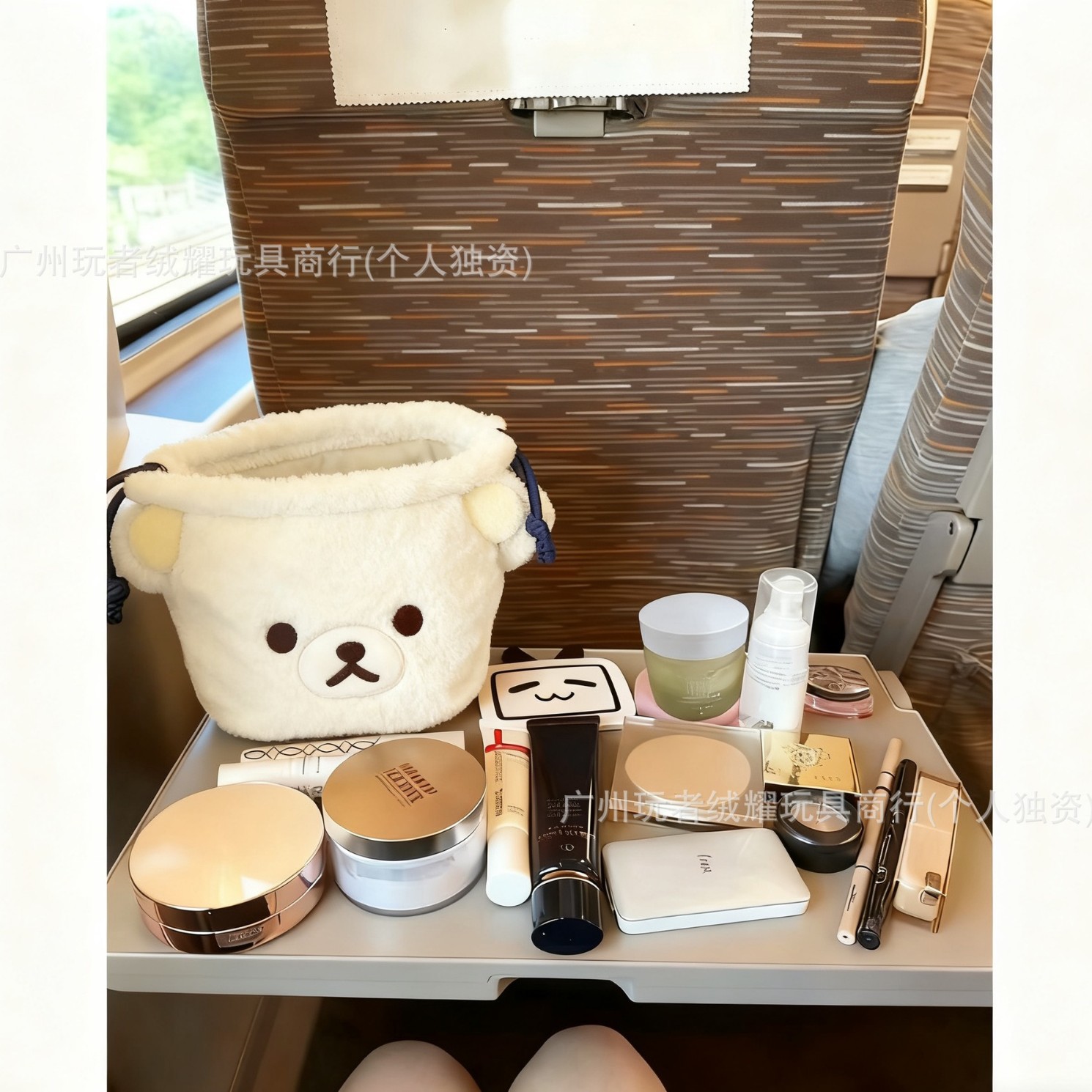 可爱轻松小熊可爱毛绒收纳桌面置物盒桌上杂物收纳小熊化妆包