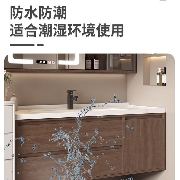 新商品中古風胡桃木陶磁器一体盆浴室キャビネットトイレ洗面台手洗い洗面台セット|undefined