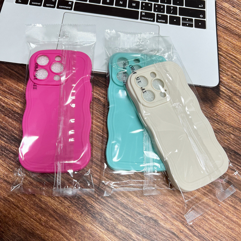 适用iphone16手机壳网苹果17红实色大波浪纯色tpu素材13/14保护套|undefined