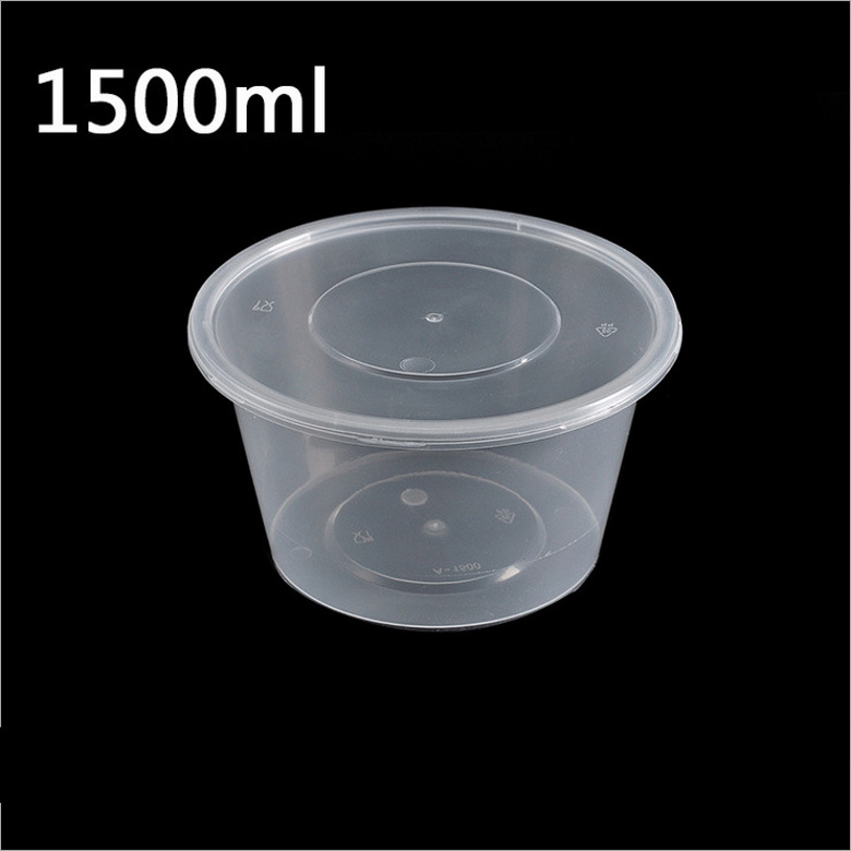 1500ml圆形一次性餐盒饭盒透明快餐盒麻辣烫快餐外卖打包盒